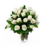 A dozen White Roses in a vase