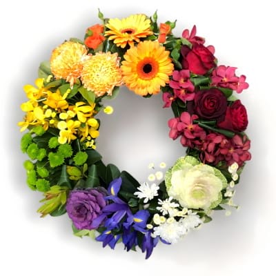 Rainbow Flowers Funeral Wreath Brisbane